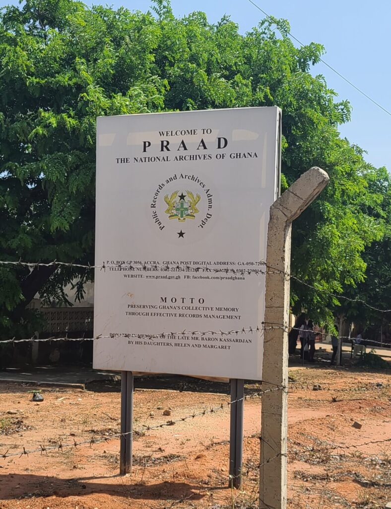 Welcome board at PRAAD Accra