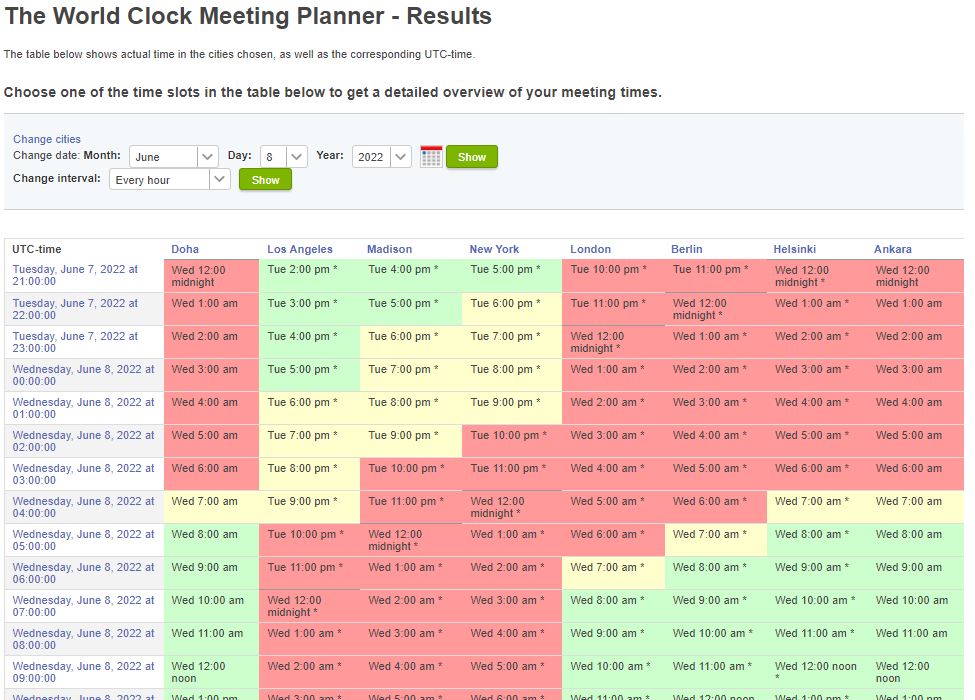 Timetable